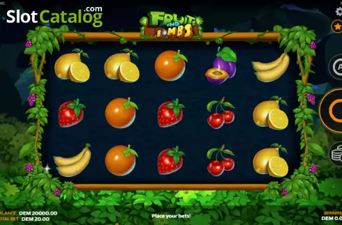 Reels screen. Fruits and Bombs slot