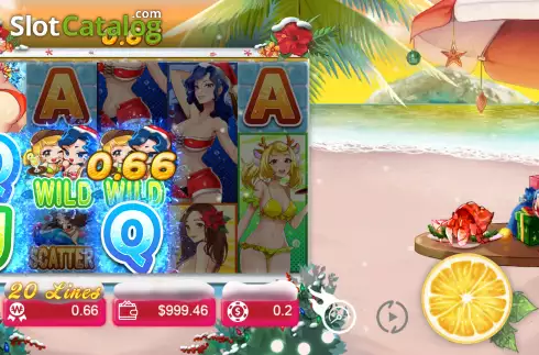 Win screen. Bikini Queens Xmas slot