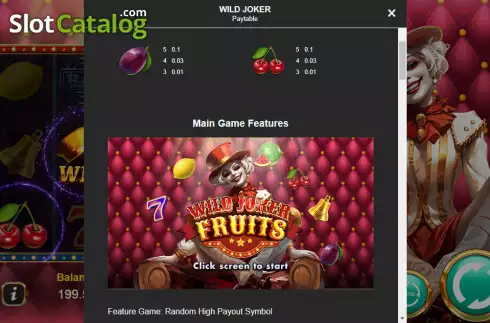 Paytable screen 2. Wild Joker Fruits slot
