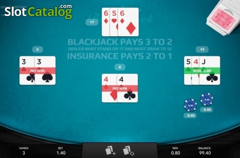 Ekran4. Blackjack (Mascot Gaming) yuvası