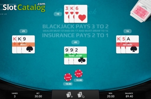 Bildschirm5. Blackjack (Mascot Gaming) slot