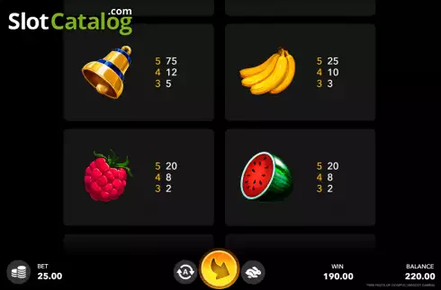 Paytable screen 2. Twin Fruits of Olympus slot
