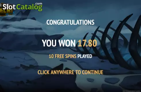 Win Free Spins screen. For The Realm slot