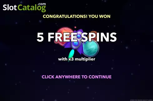 Free Spins screen. Across The Universe slot