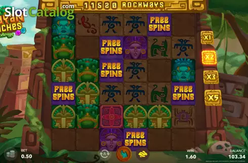 Free Spins Win Screen. Mayan Riches Rockways slot