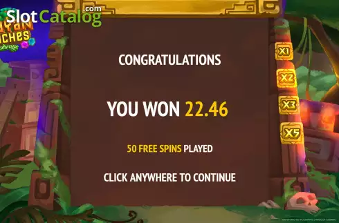 Total Win in Free Spins Screen. Mayan Riches Rockways slot