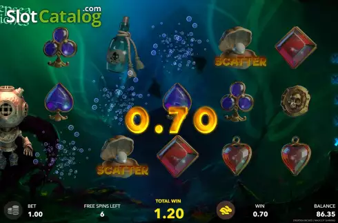 Free Spins Gameplay Screen. Deepsea Riches slot