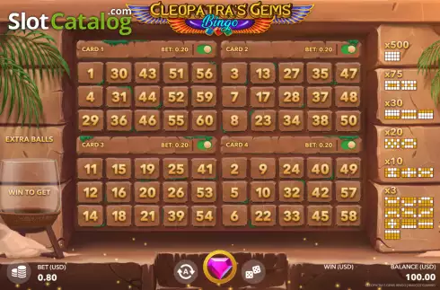 画面2. Cleopatras Gems Bingo カジノスロット