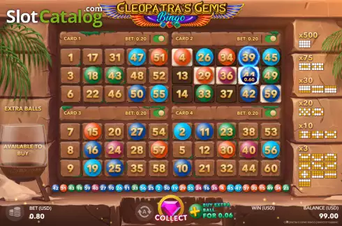 画面4. Cleopatras Gems Bingo カジノスロット