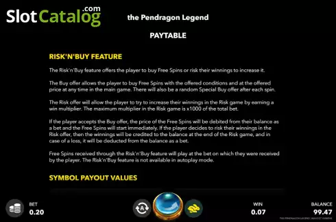 Captura de tela6. The Pendragon Legend slot