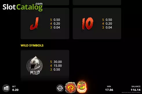 Paytable screen 3. Minotaurs Wilds slot