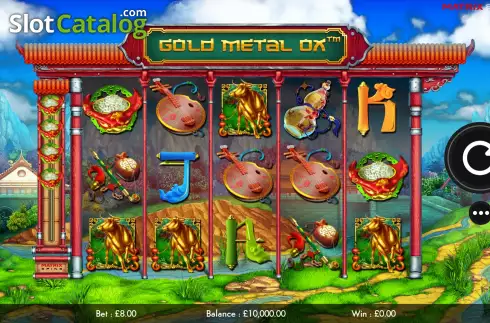 Reel Screen. Gold Metal Ox slot