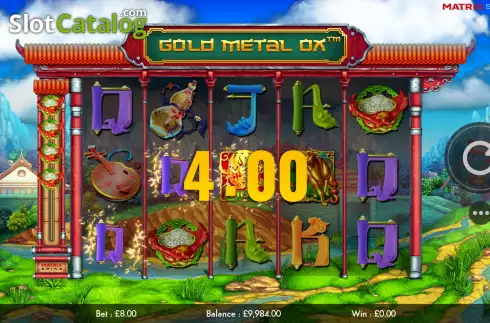 Win Screen. Gold Metal Ox slot