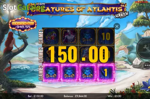 Win Screen. Creatures of Atlantis Scratch slot