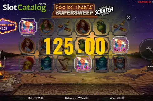 Win Screen. 500 BC Sparta Supersweep Scratch slot