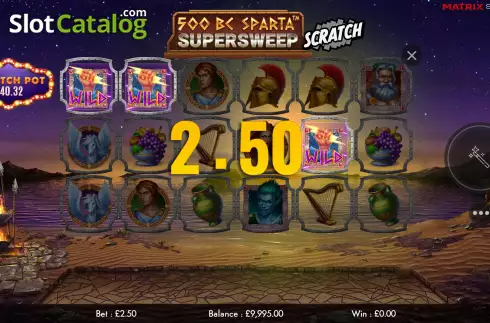 Win Screen 2. 500 BC Sparta Supersweep Scratch slot