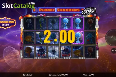 Win Screen. 9 Planet Shockers Scratch slot