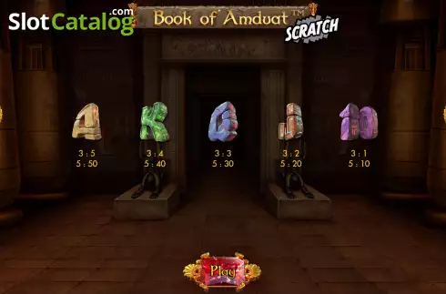 Paytable 3. Book of Amduat Scratch slot