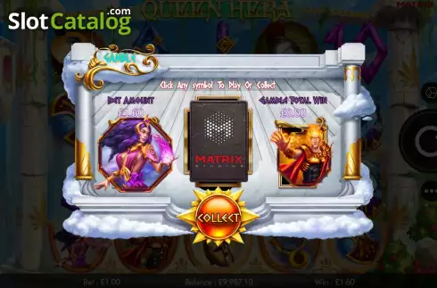 Gamble Game / Risk screen. Queen Hera slot
