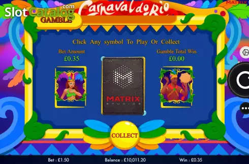 Risk Game screen. Carnaval Do Rio (Matrix Studios) slot