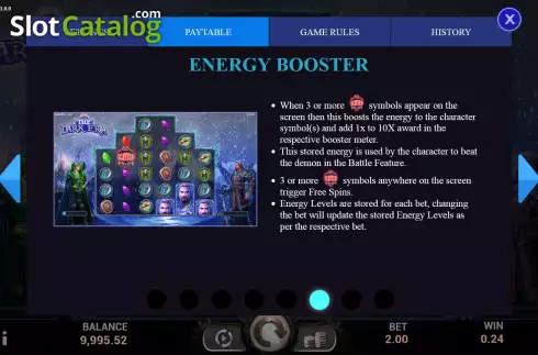 Energy booster screen. The Dark Era slot