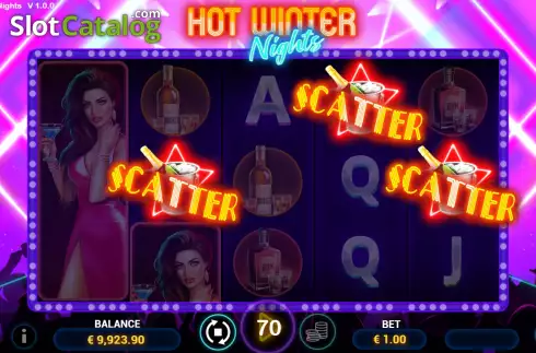 Free Spins Game screen. Hot Winter Nights slot