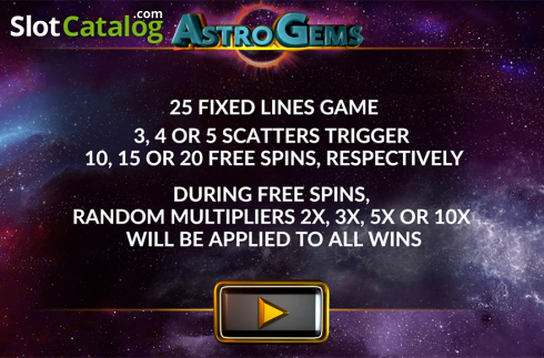 Intro screen. Astro Gems slot