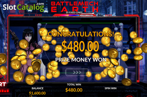 Win screen. Battlemech Earth slot