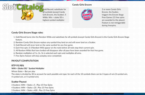 Paytable 2. Candy Girls slot