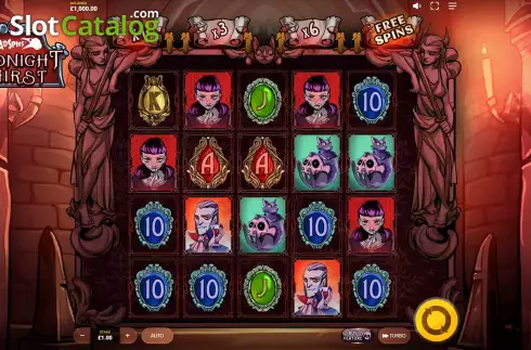 Game Screen. Midnight Thirst Deadspins slot