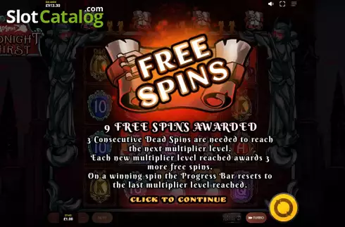 Free Spins Win Screen. Midnight Thirst Deadspins slot