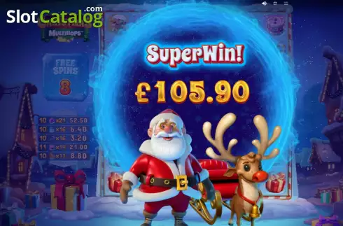 Win screen. Christmas MULTIHOPS slot