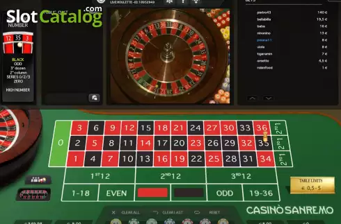 Game screen 3. Sanremo Roulette slot