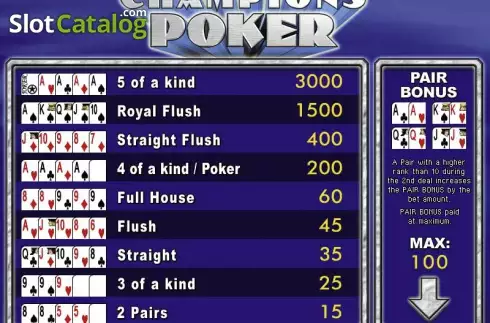 Bildschirm2. Champion's Poker slot