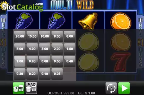Bets Screen. Multi Wild slot