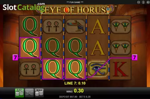 Ekran 2. Eye of Horus (Reel Time Gaming) yuvası