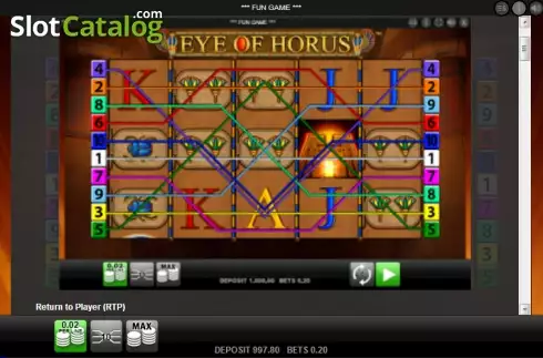 Paytable 2. Eye of Horus (Reel Time Gaming) Machine à sous