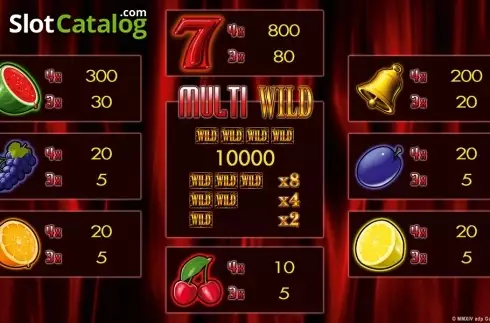 Paytable 1. Multi Wild Red HD slot
