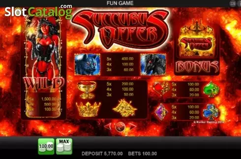Paytable. Succubus Offer slot