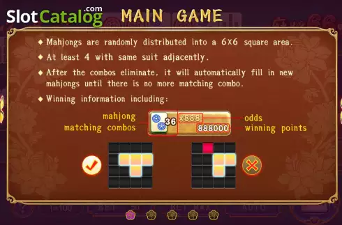 Game Rules screen. Mahjong 668 slot
