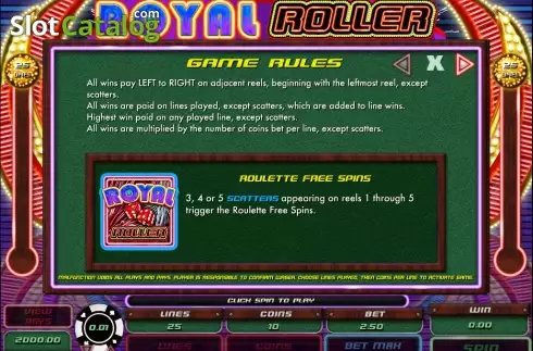 Bildschirm2. Royal Roller slot
