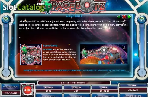 画面2. Space Botz カジノスロット