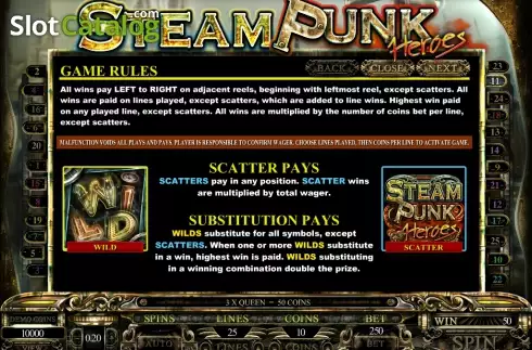 Écran2. Steam Punk Heroes Machine à sous