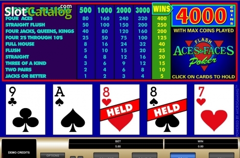 Bildschirm3. Aces & Faces (Microgaming) slot