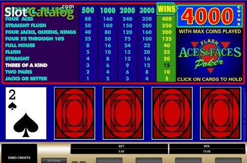 Game Screen. Aces & Faces (Microgaming) slot