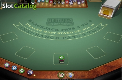 Game Screen. European Blackjack Gold (Microgaming) slot