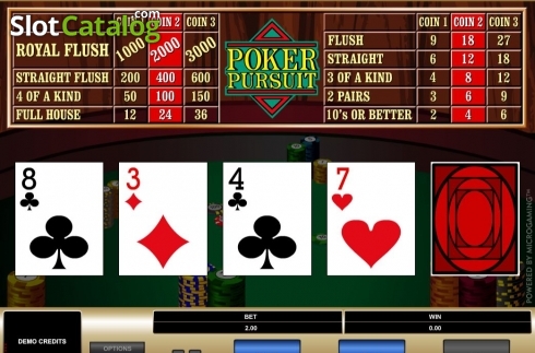 Game Screen. Poker Pursuit (Microgaming) slot