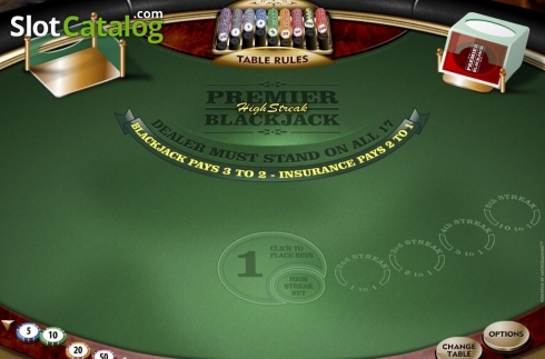 Game Screen. Premier High Streak Blackjack slot