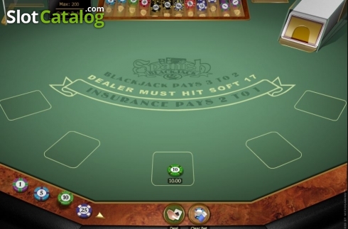 Game Screen. Spanish 21 Blackjack Gold slot