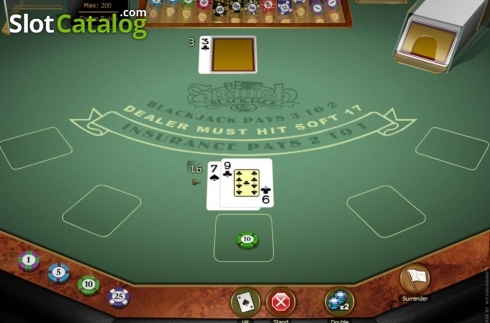 Game Screen. Spanish 21 Blackjack Gold slot